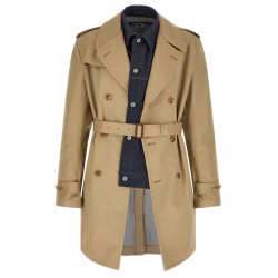 Denim insert trench coat