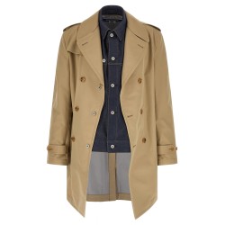 Denim insert trench coat