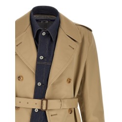 Denim insert trench coat