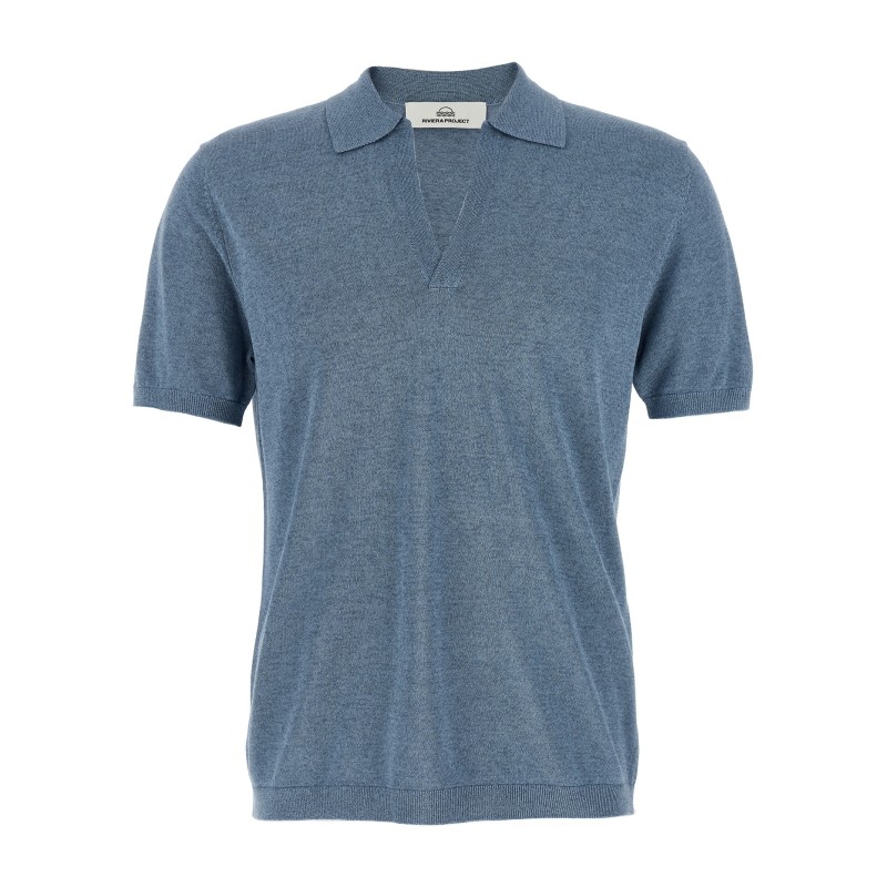 Open collar polo shirt