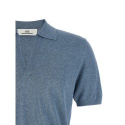 Open collar polo shirt