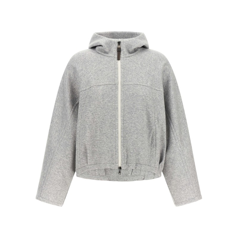 'Shiny Zipper Pull' cropped hoodie