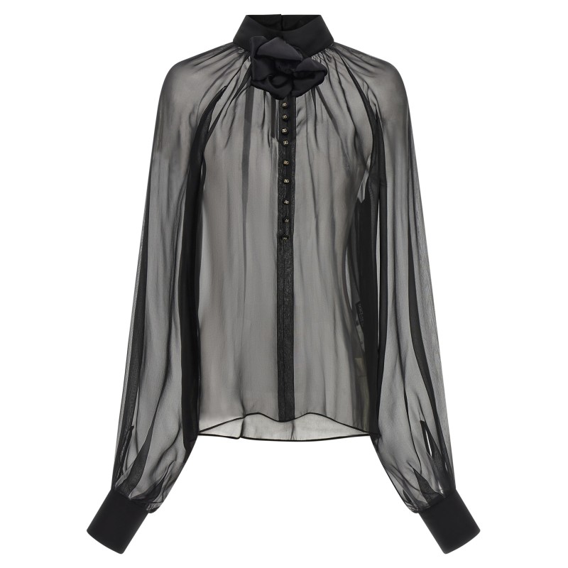 Chiffon blouse with flower