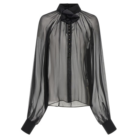 Chiffon blouse with flower