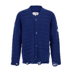 Distressed wool cardigan