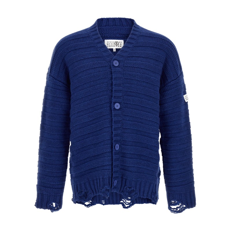 Distressed wool cardigan