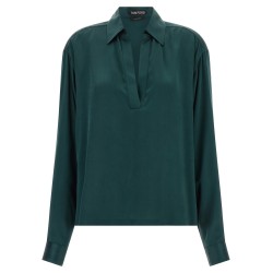 Satin silk polo shirt