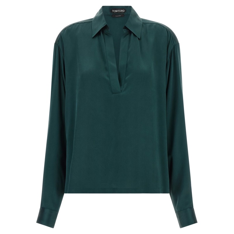 Satin silk polo shirt