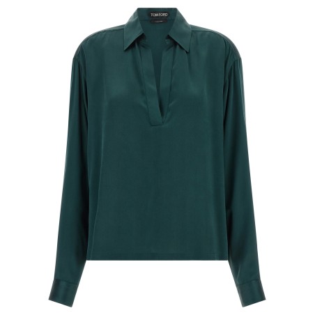 Satin silk polo shirt