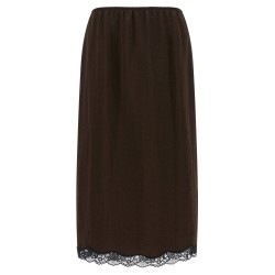 Satin froissé and lace skirt