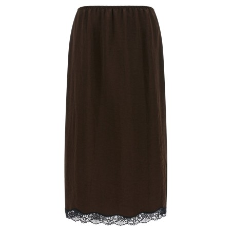 Satin froissé and lace skirt