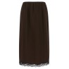 Satin froissé and lace skirt