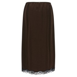 Satin froissé and lace skirt