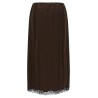 Satin froissé and lace skirt