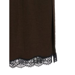 Satin froissé and lace skirt