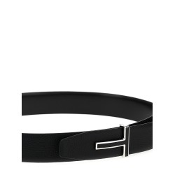 Logo leather belt