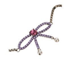 Bow crystal long earrings