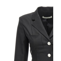 Single breast lace-up blazer jacket