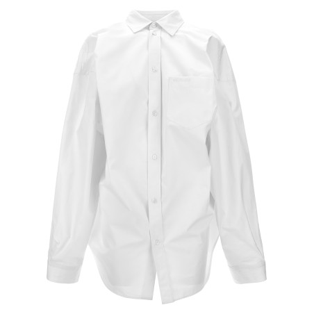 Asymmetric shirt with logo embroidery