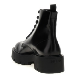Logo brushed leather ankle boots