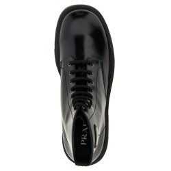 Logo brushed leather ankle boots