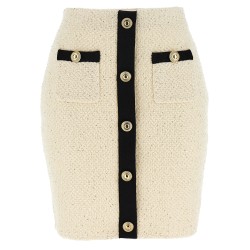 'Cream Sequin Knit Mini' skirt
