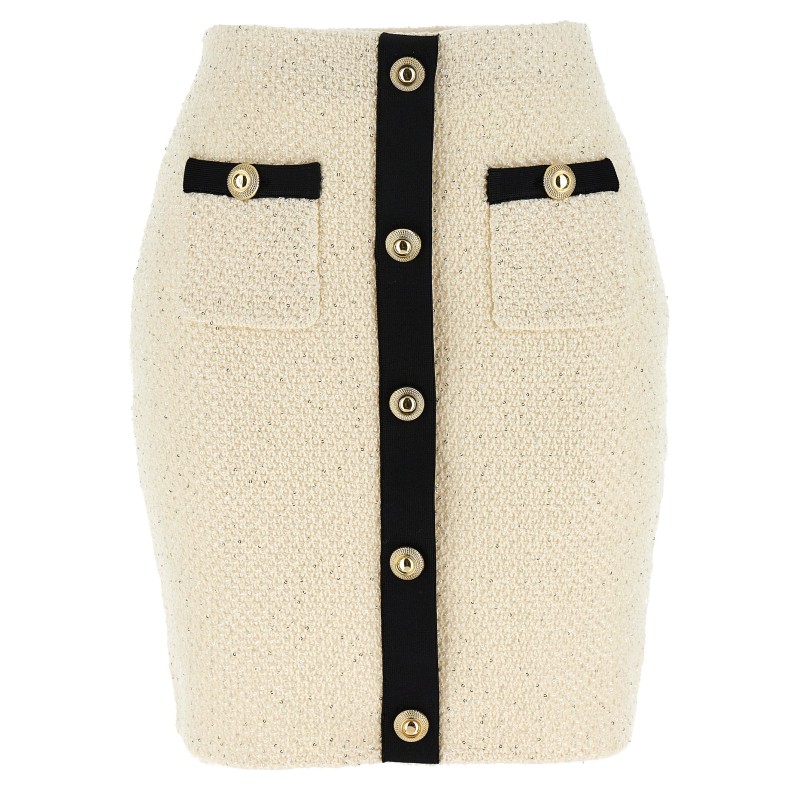 'Cream Sequin Knit Mini' skirt