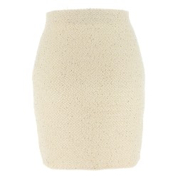 'Cream Sequin Knit Mini' skirt