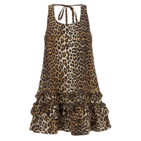 'Leopard Cotton Poplin Mini' dress