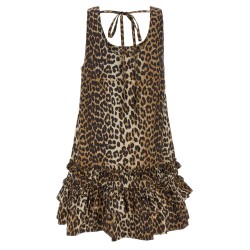 'Leopard Cotton Poplin Mini' dress