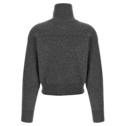 'Shiny Zipper Pull' Wool cardigan