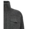 'Shiny Zipper Pull' Wool cardigan