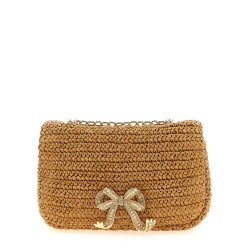 'Raffia bow charm' shoulder bag
