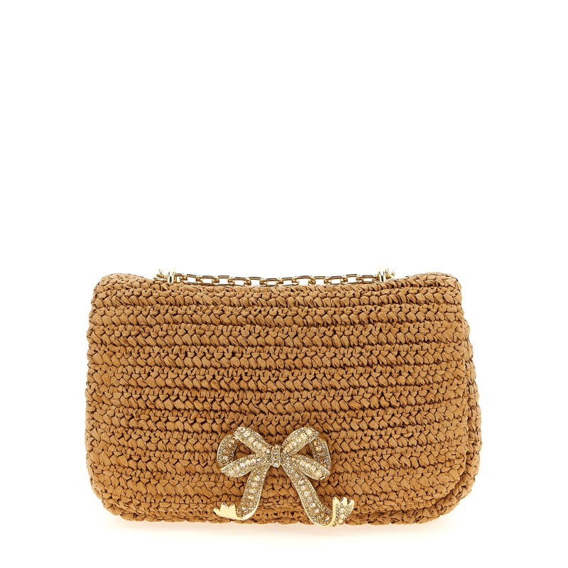 'Raffia bow charm' shoulder bag