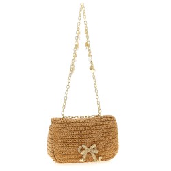 'Raffia bow charm' shoulder bag