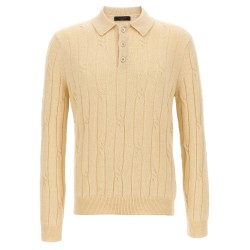 Braided wool polo shirt