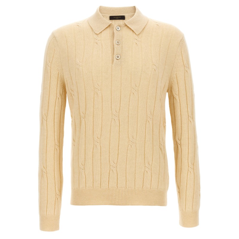 Braided wool polo shirt