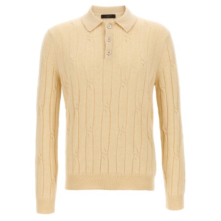 Braided wool polo shirt
