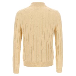 Braided wool polo shirt