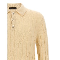 Braided wool polo shirt