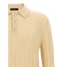 Braided wool polo shirt
