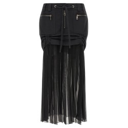 Twill and chiffon skirt