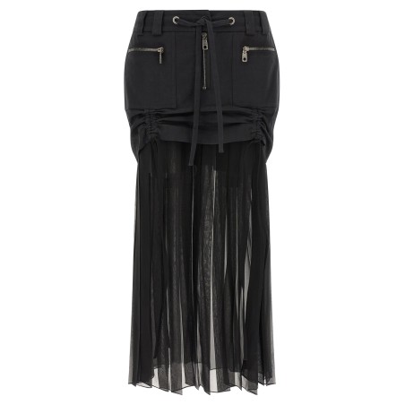 Twill and chiffon skirt