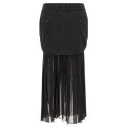 Twill and chiffon skirt
