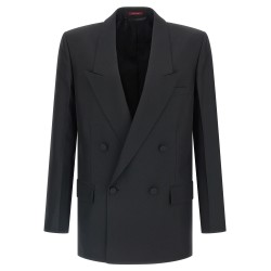 Double-breasted technical Panama blazer