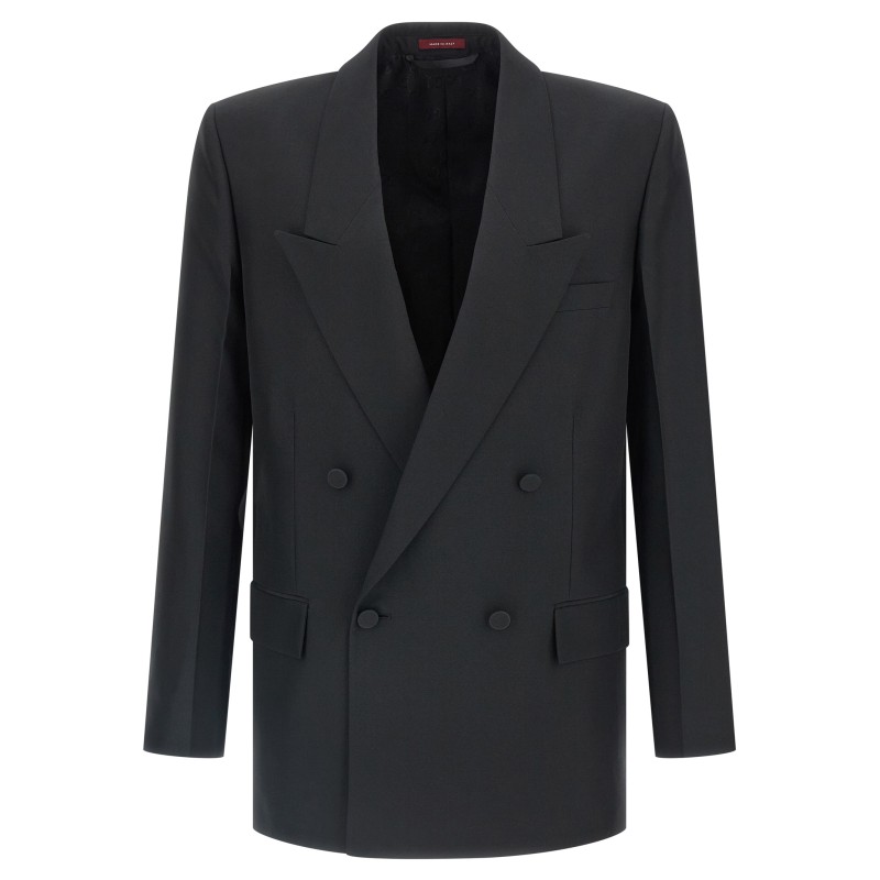 Double-breasted technical Panama blazer