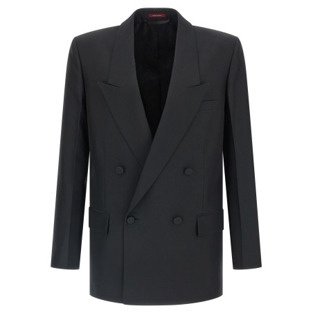 Double-breasted technical Panama blazer
