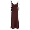 'Burgundy Satin Flower Midi' dress