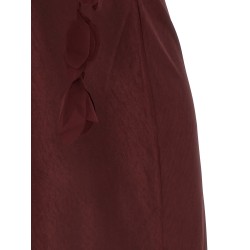 'Burgundy Satin Flower Midi' dress