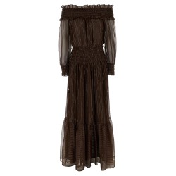'Brown Georgette Off Shoulder Maxi' dress